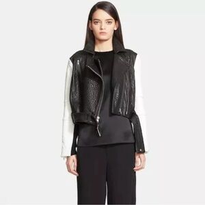 HELMUT LANG Pebbled Leather Bomber Jacket